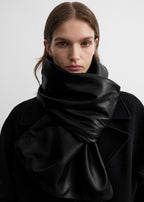 Leather cashmere scarf black