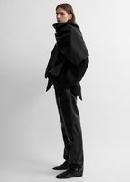 Leather cashmere scarf black