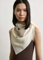 Centered monogram silk scarf macadamia