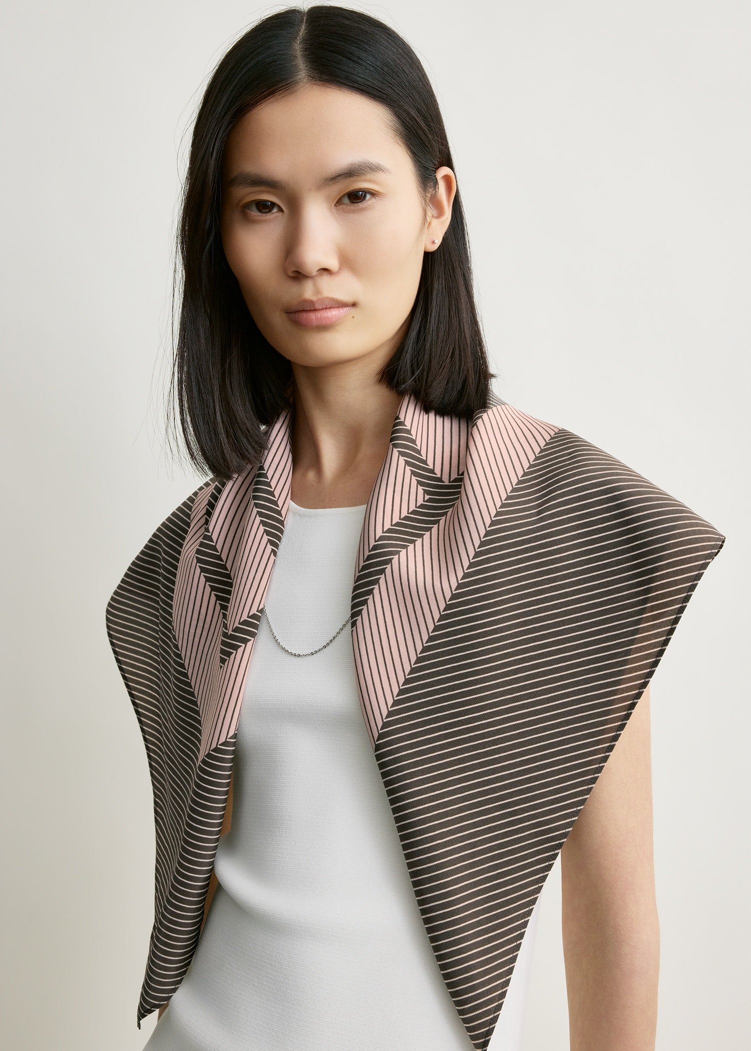 Centered monogram silk scarf walnut