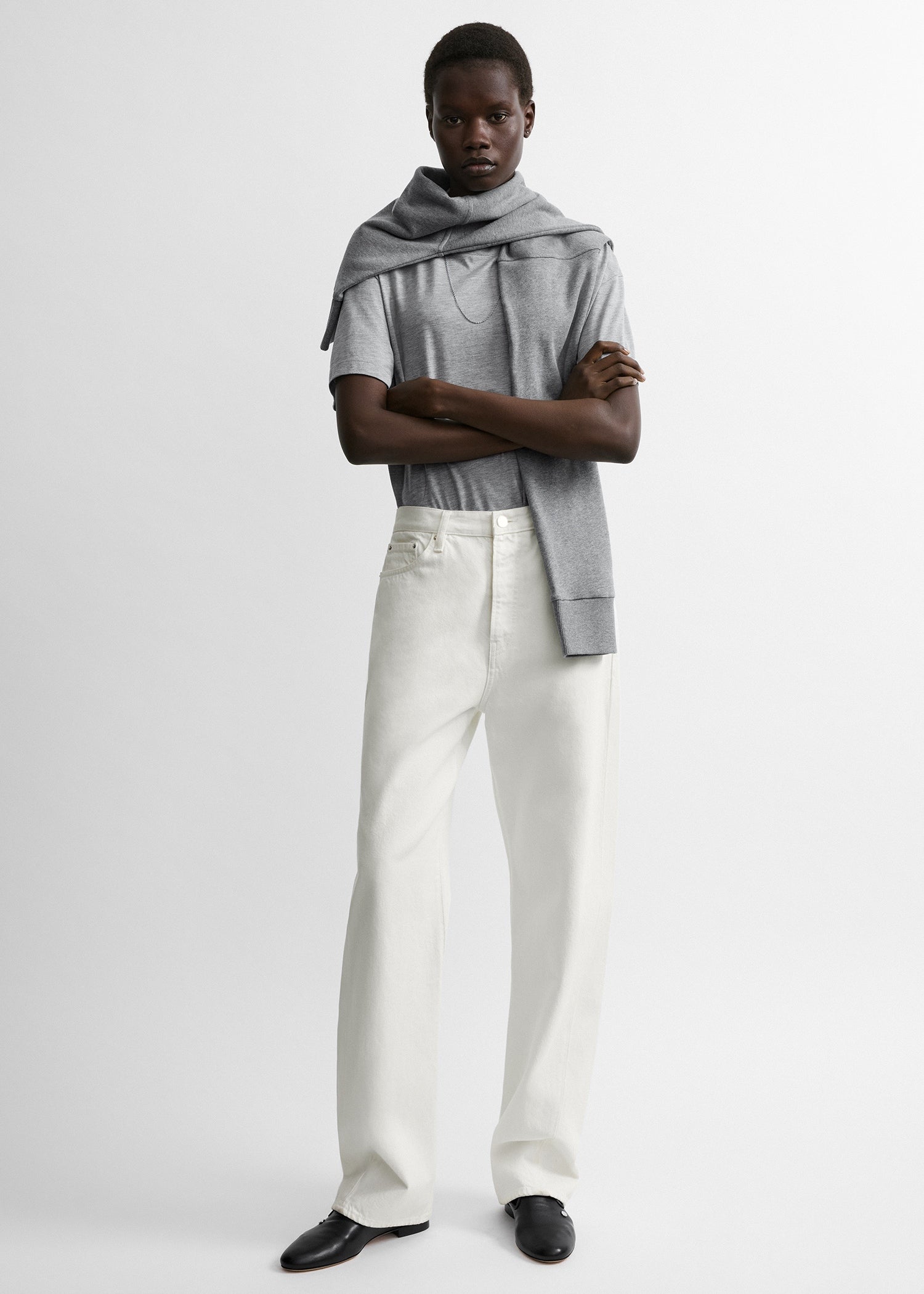 Jersey sleeve scarf grey melange