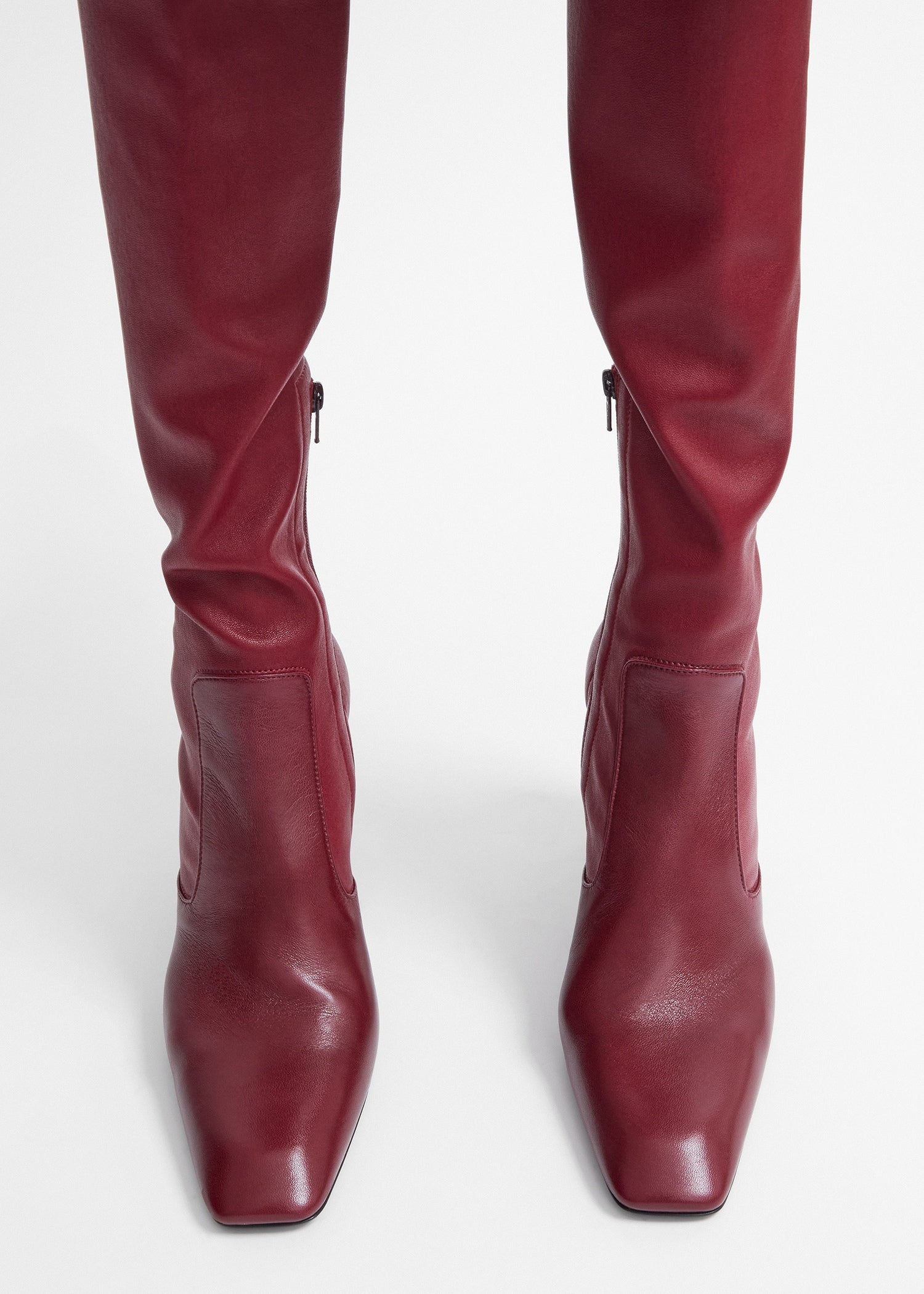 Nappa over-the-knee boots cherry