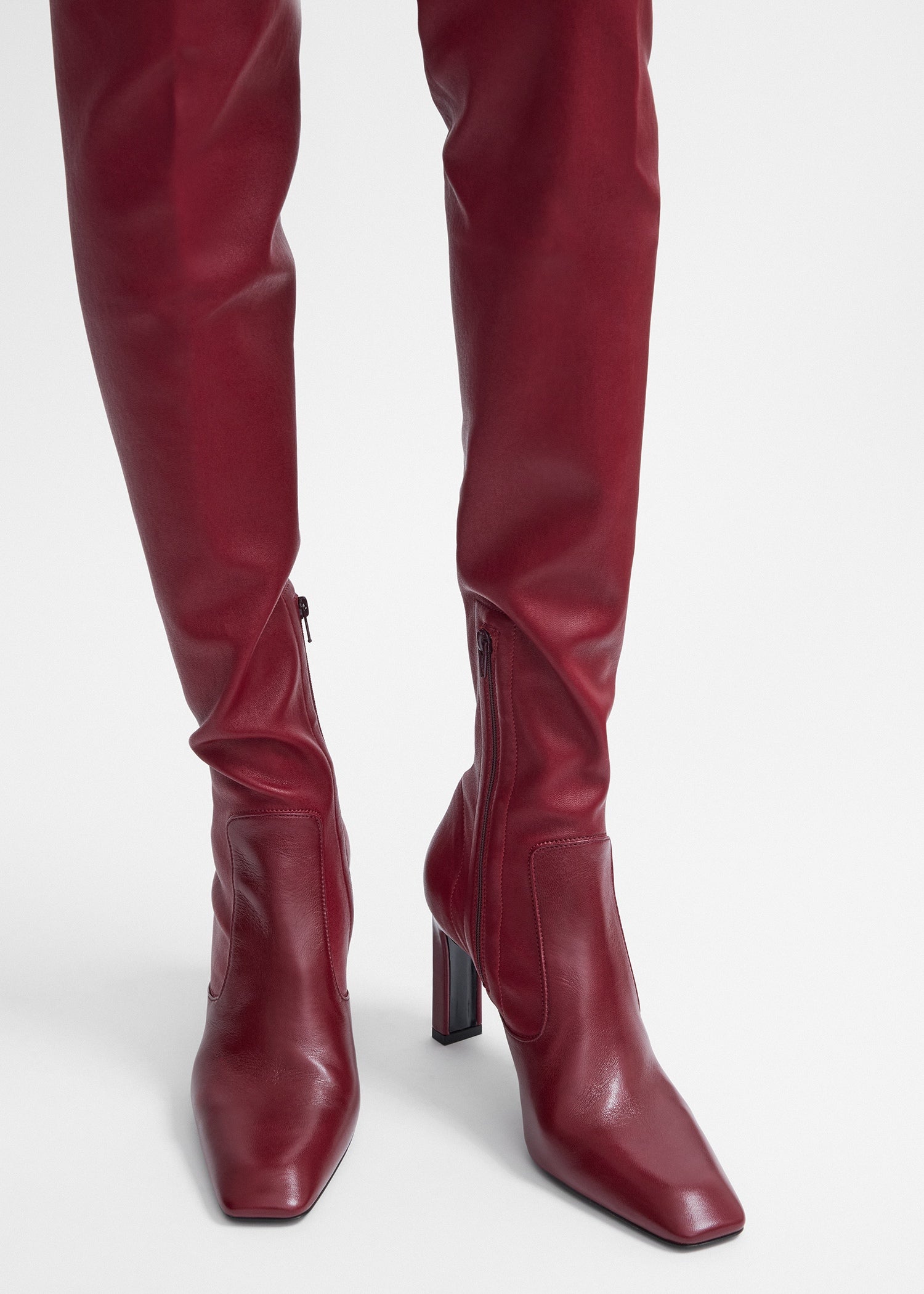 Nappa over-the-knee boots cherry