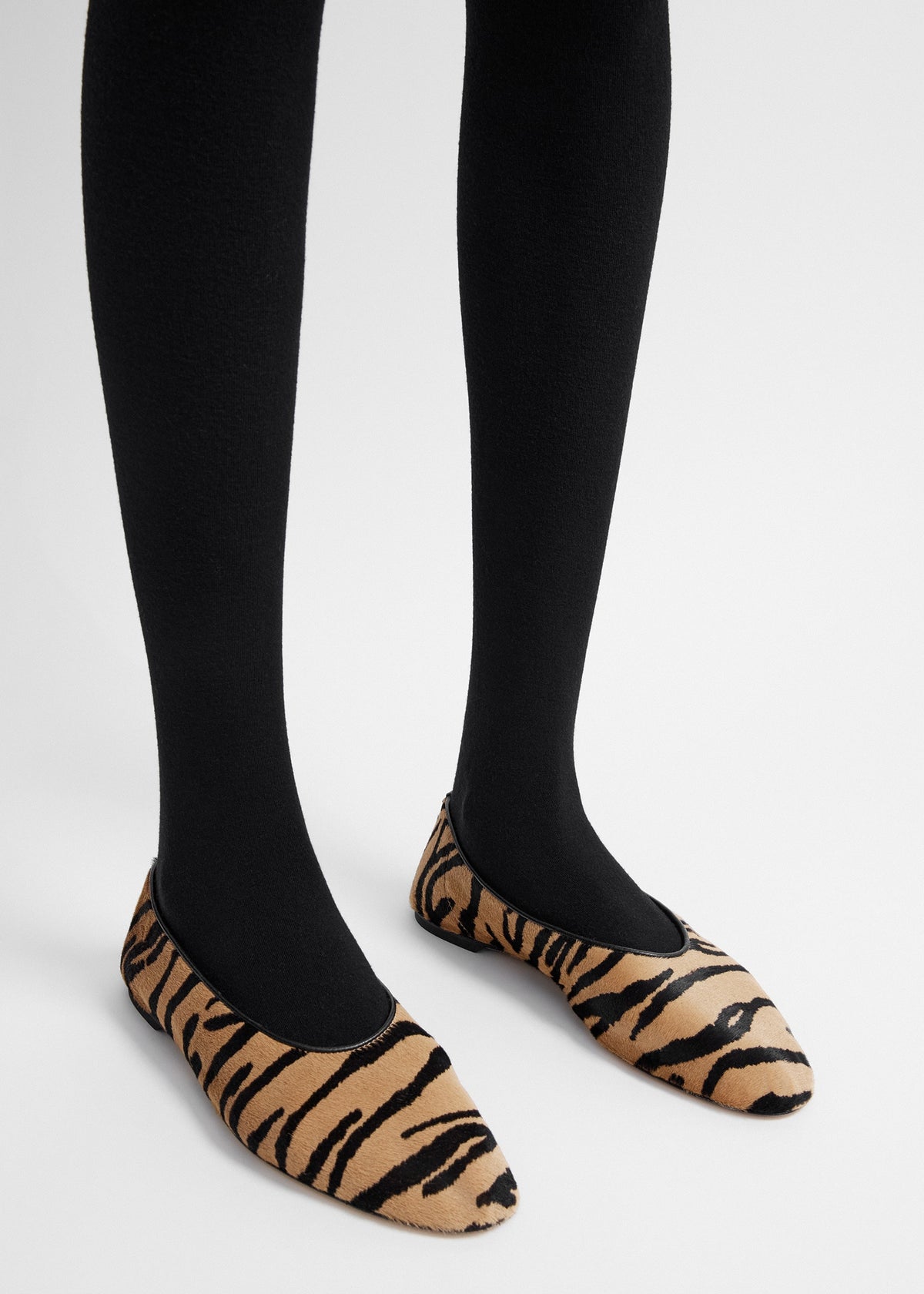 Slip pony hair ballerinas tiger
