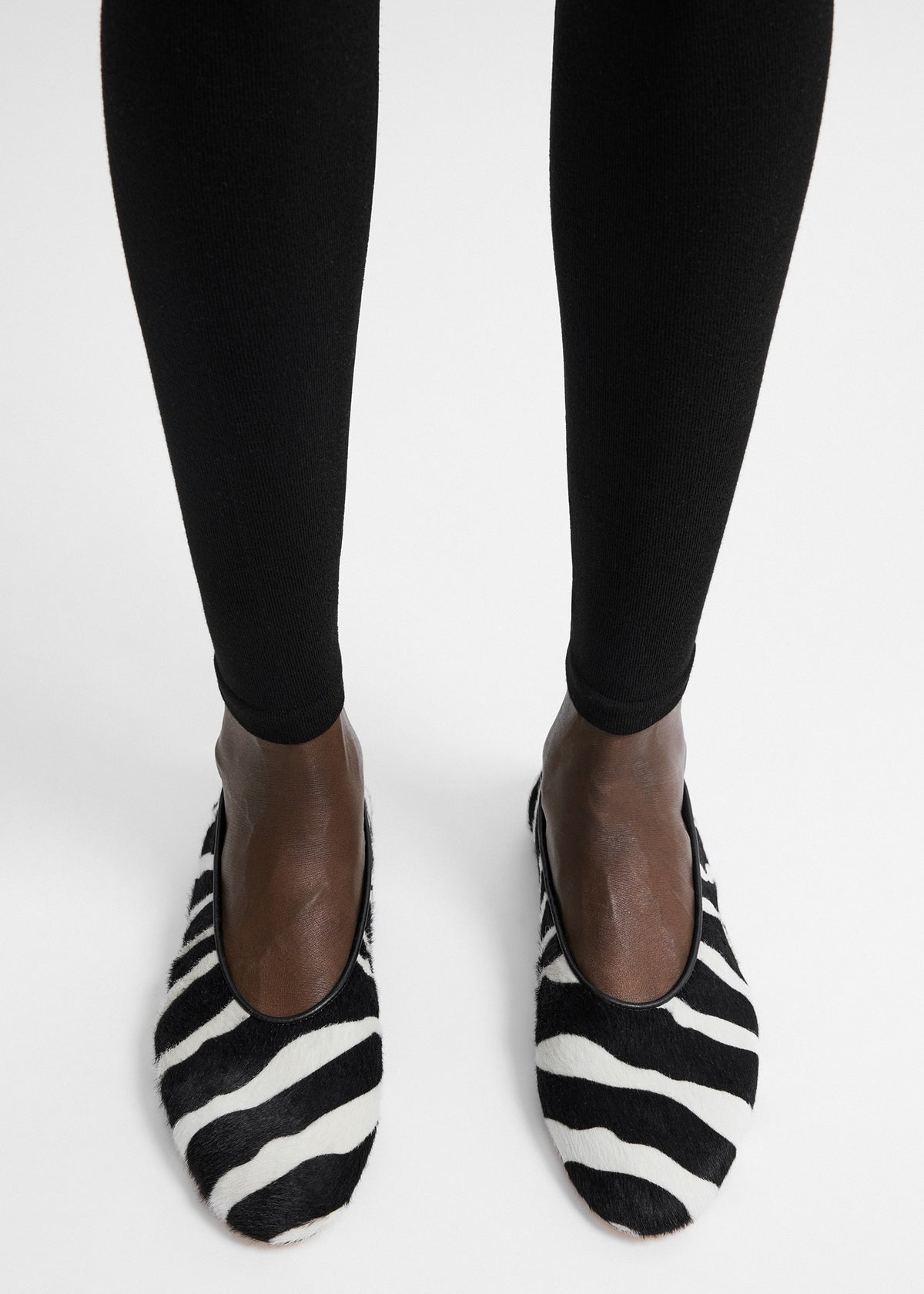 Slip pony hair ballerinas zebra