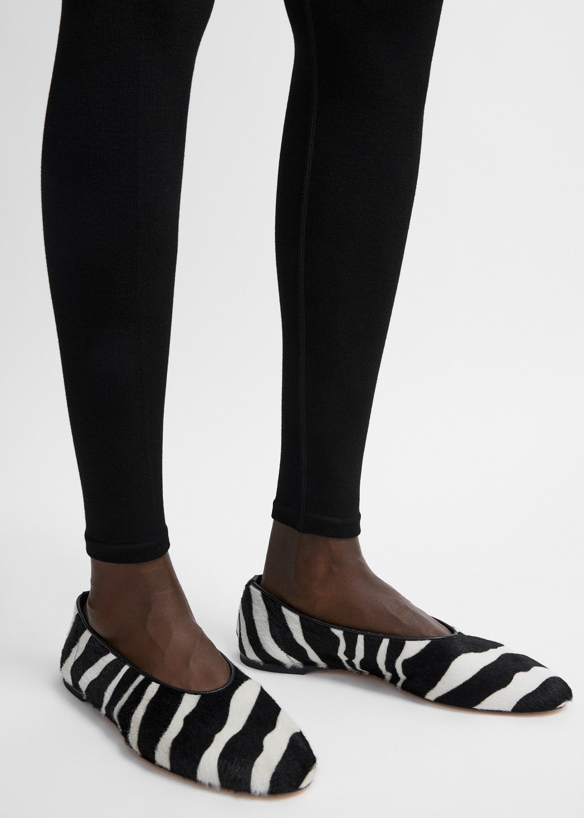 Slip pony hair ballerinas zebra