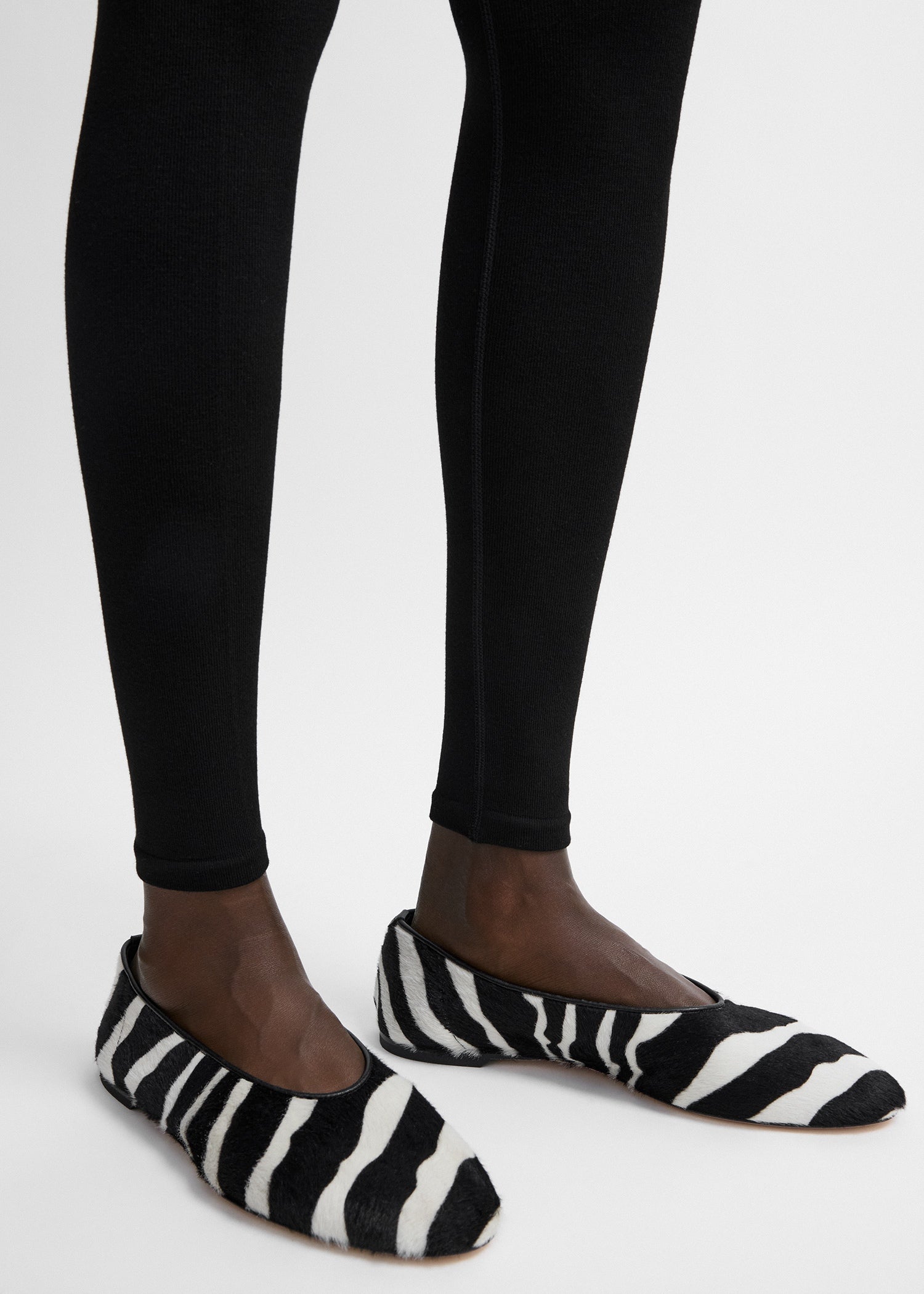 Slip pony hair ballerinas zebra