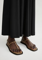 T-strap nappa sandals desert/dark brown