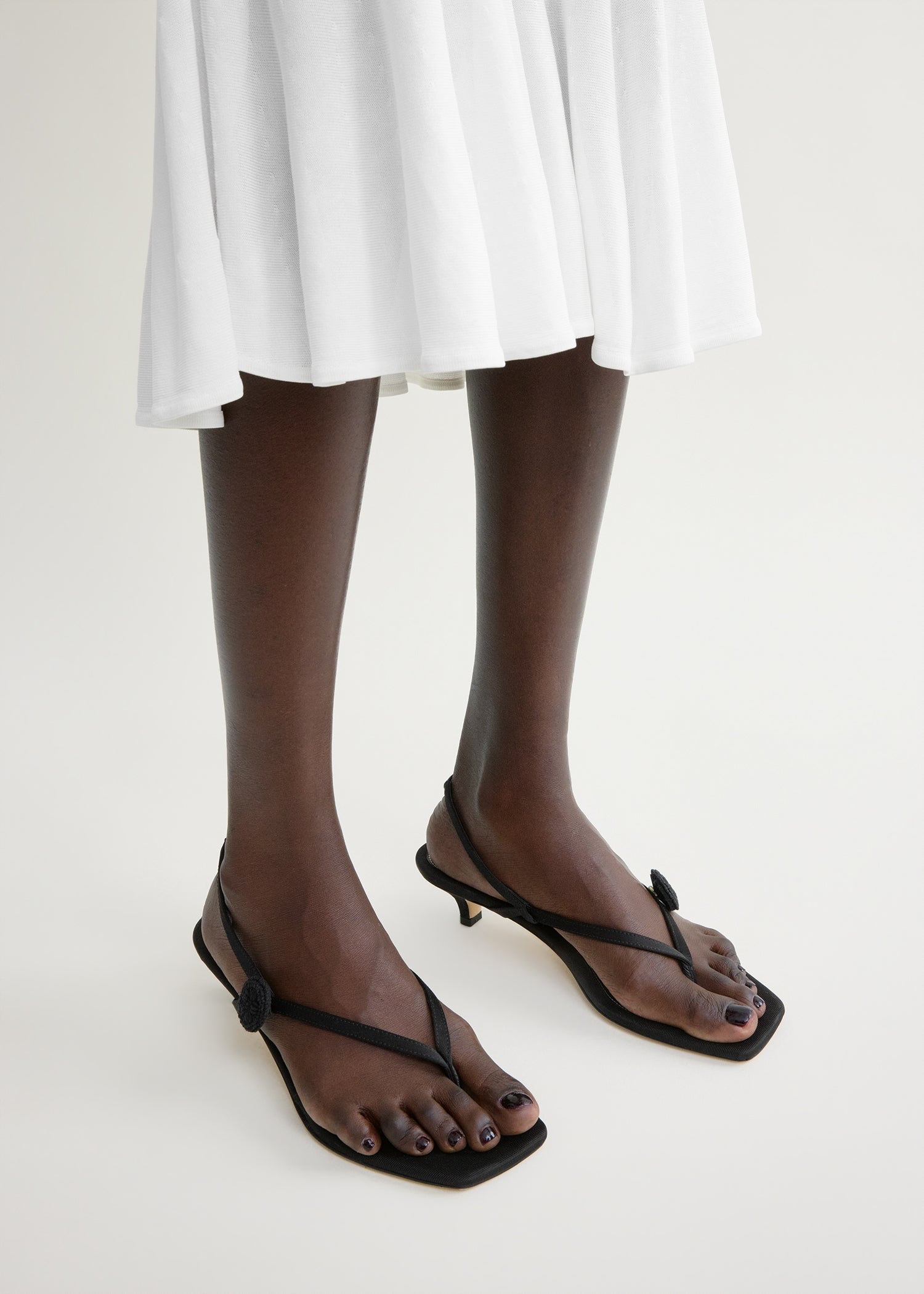Slingback satin flip flops black