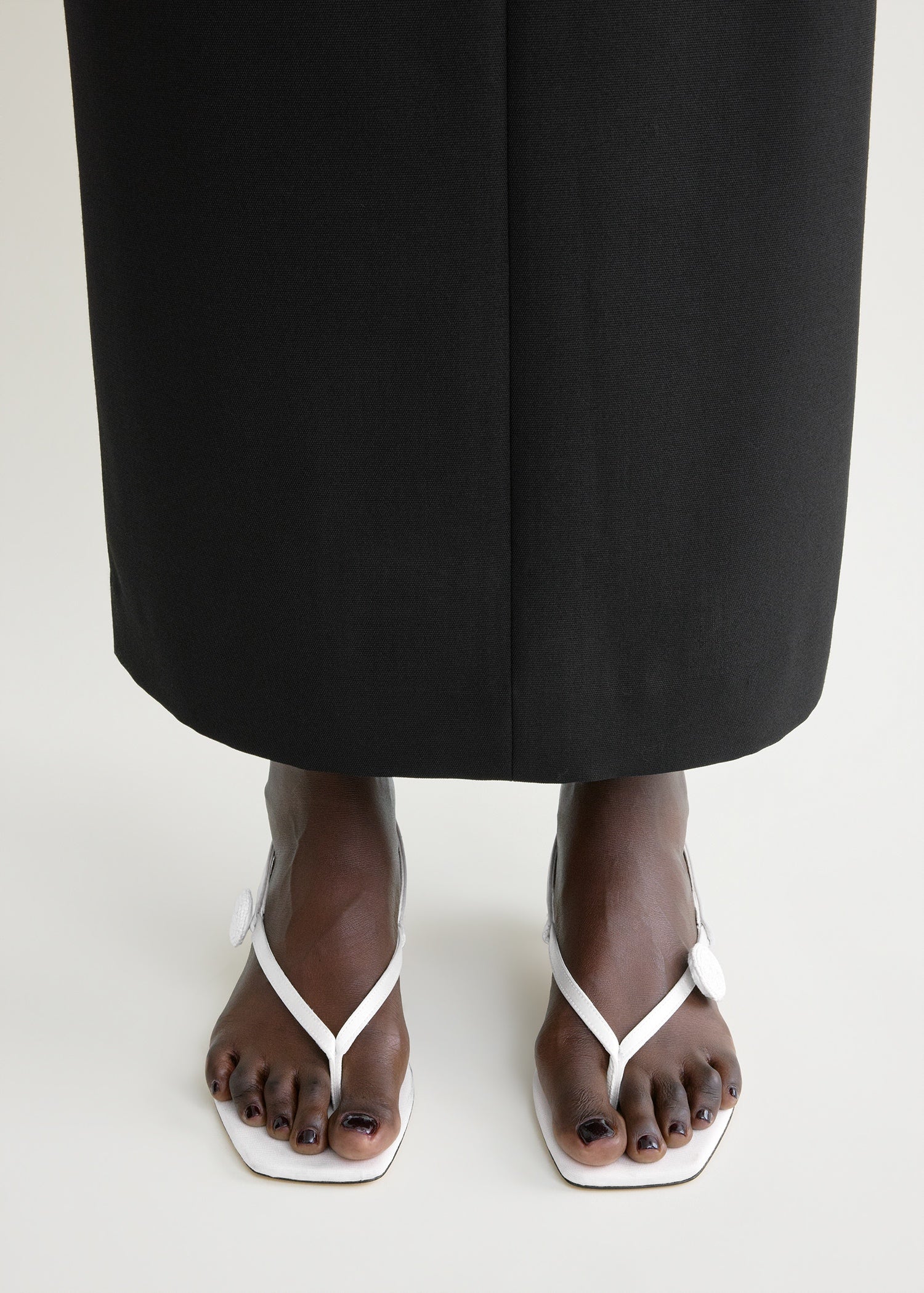 Slingback satin flip flops ecru