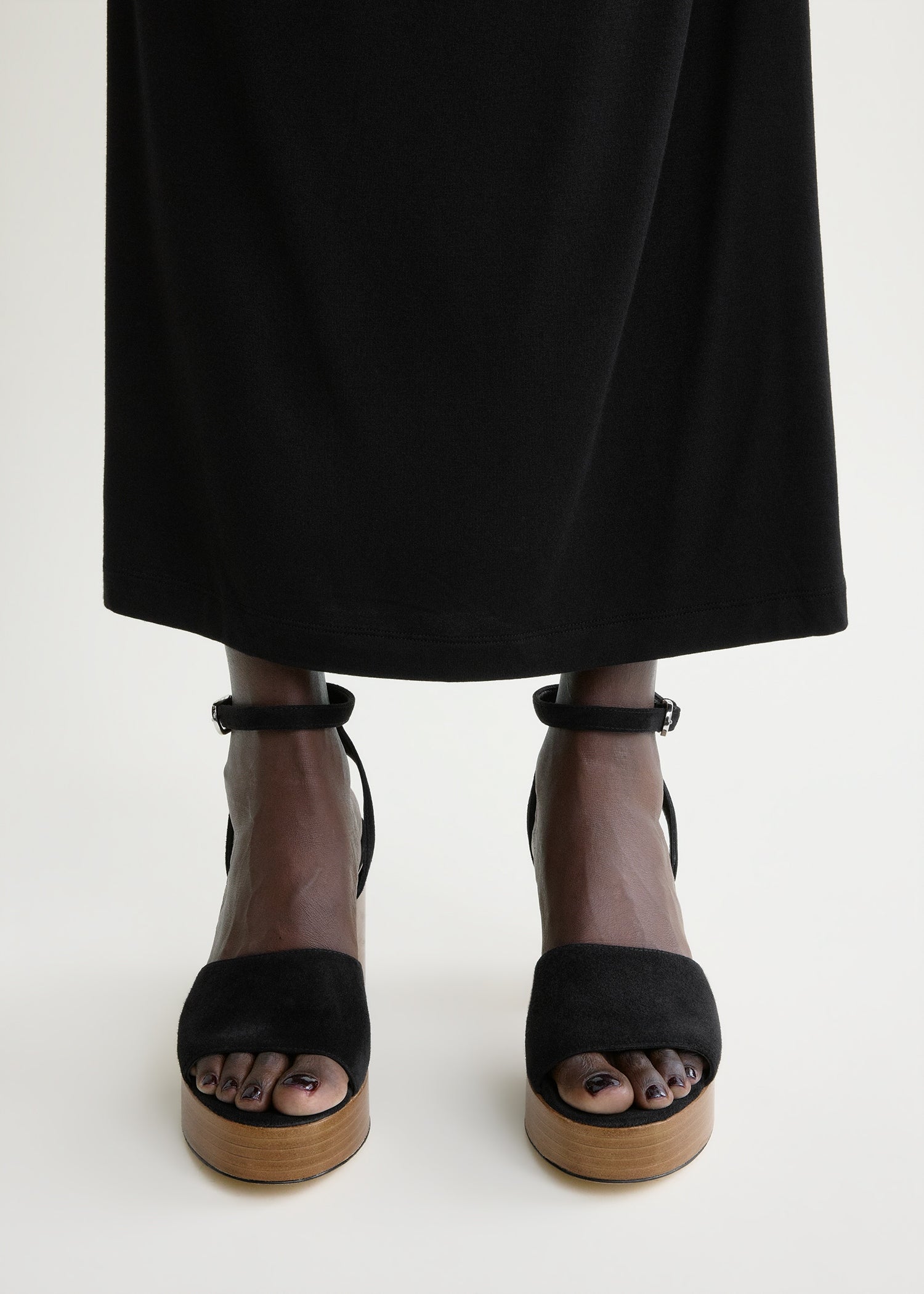 Platform suede sandals black/tan