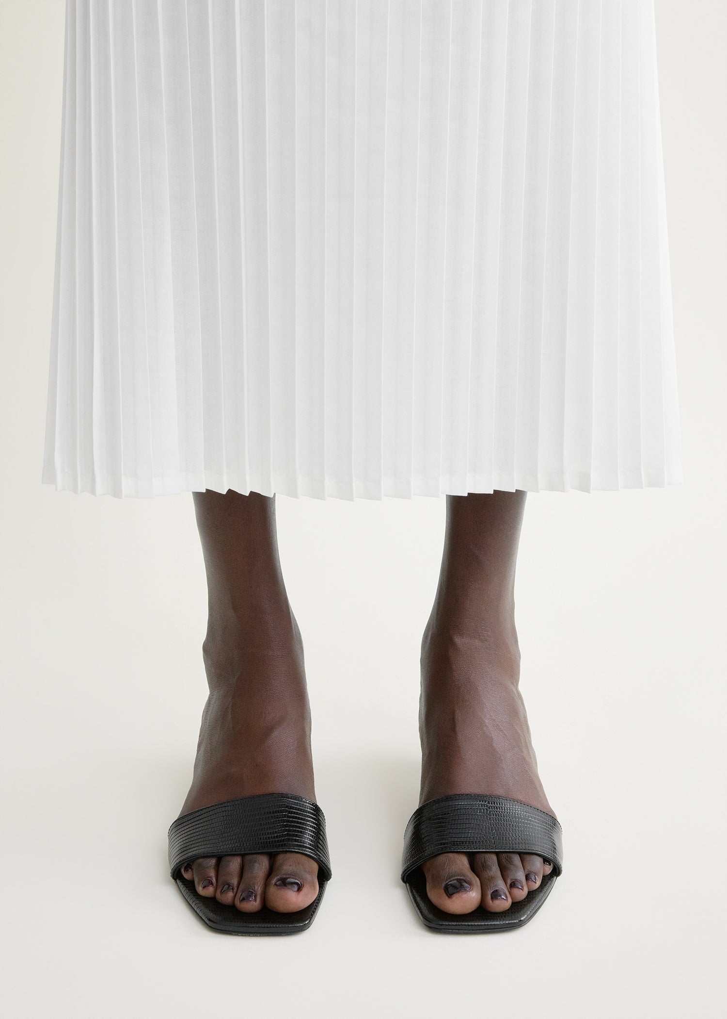 Slim lizard-embossed bandeau mules black