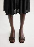 Slim lizard-embossed bandeau mules brown