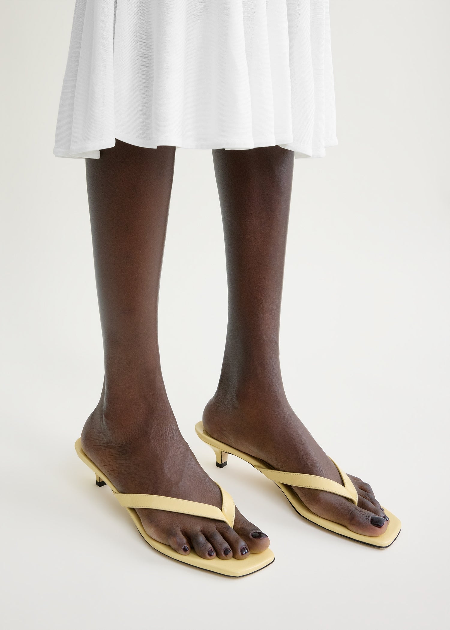 Naplack heeled flip flops buttercup