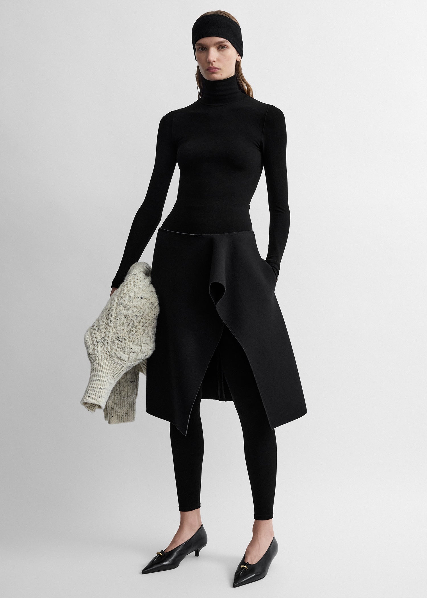 Slit scuba skirt black