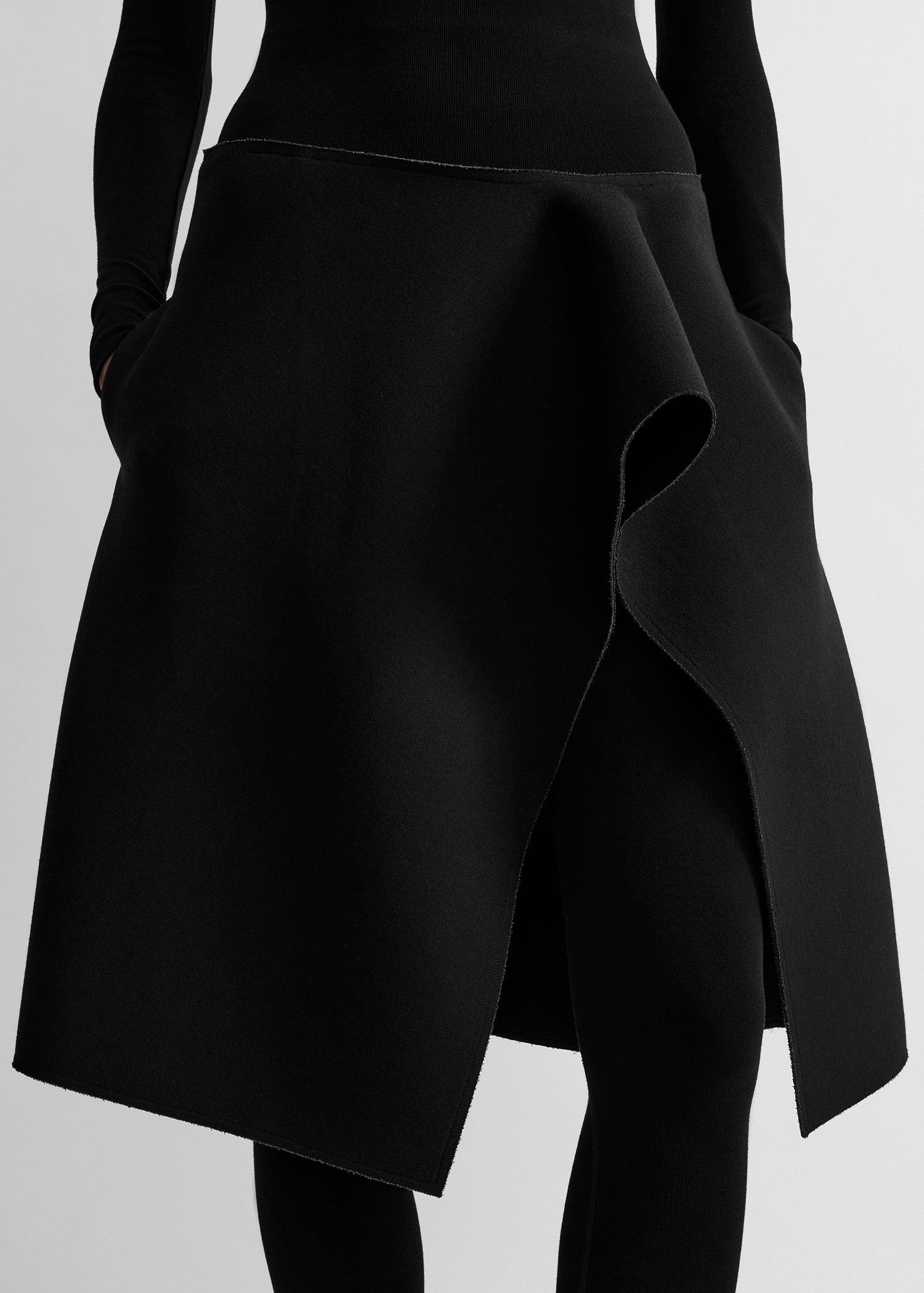 Slit scuba skirt black