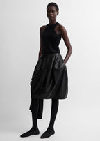 Sculptural leather skirt black