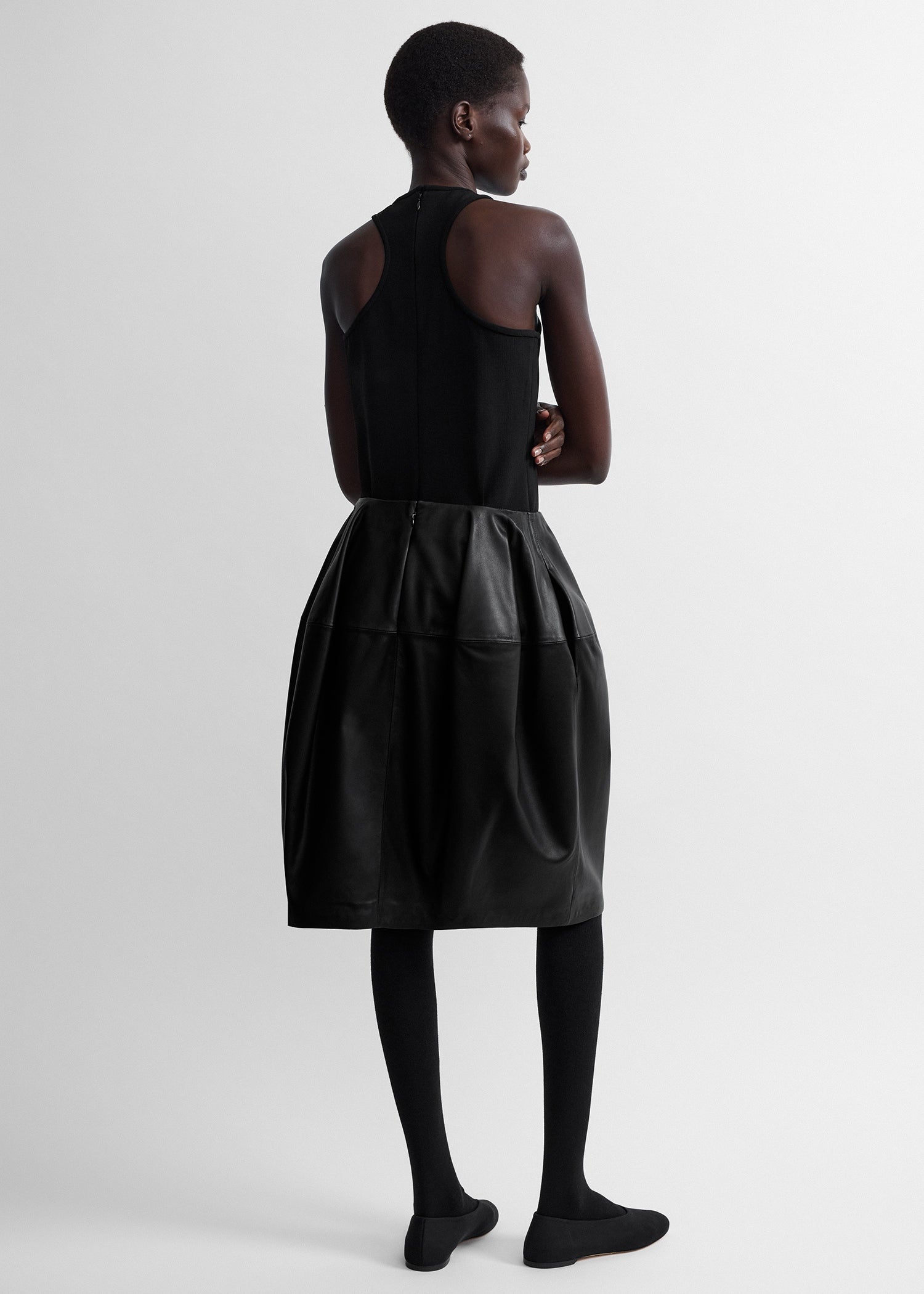 Sculptural leather skirt black