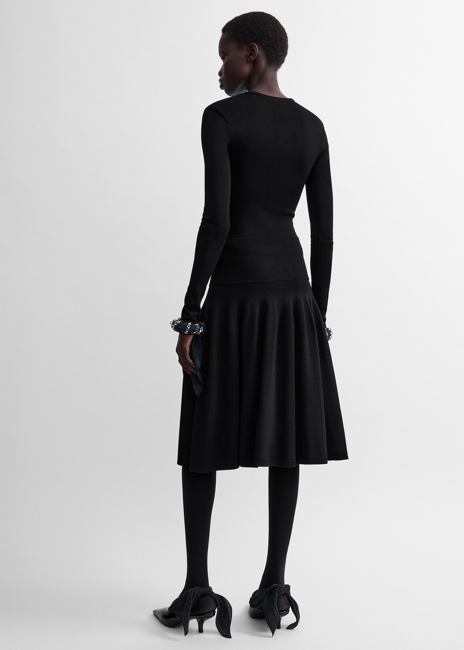 Ribbed waist skirt black