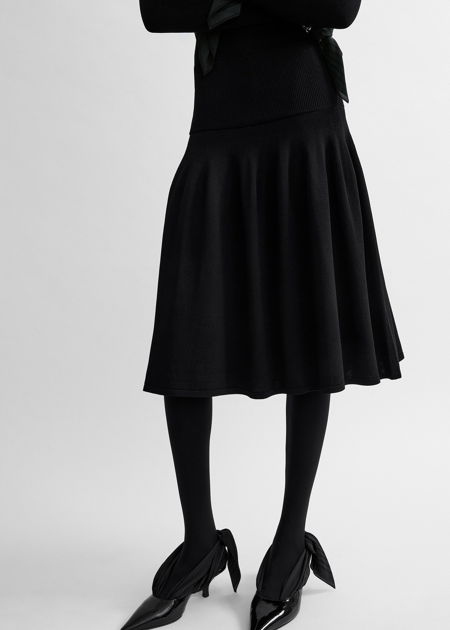 Ribbed waist skirt black