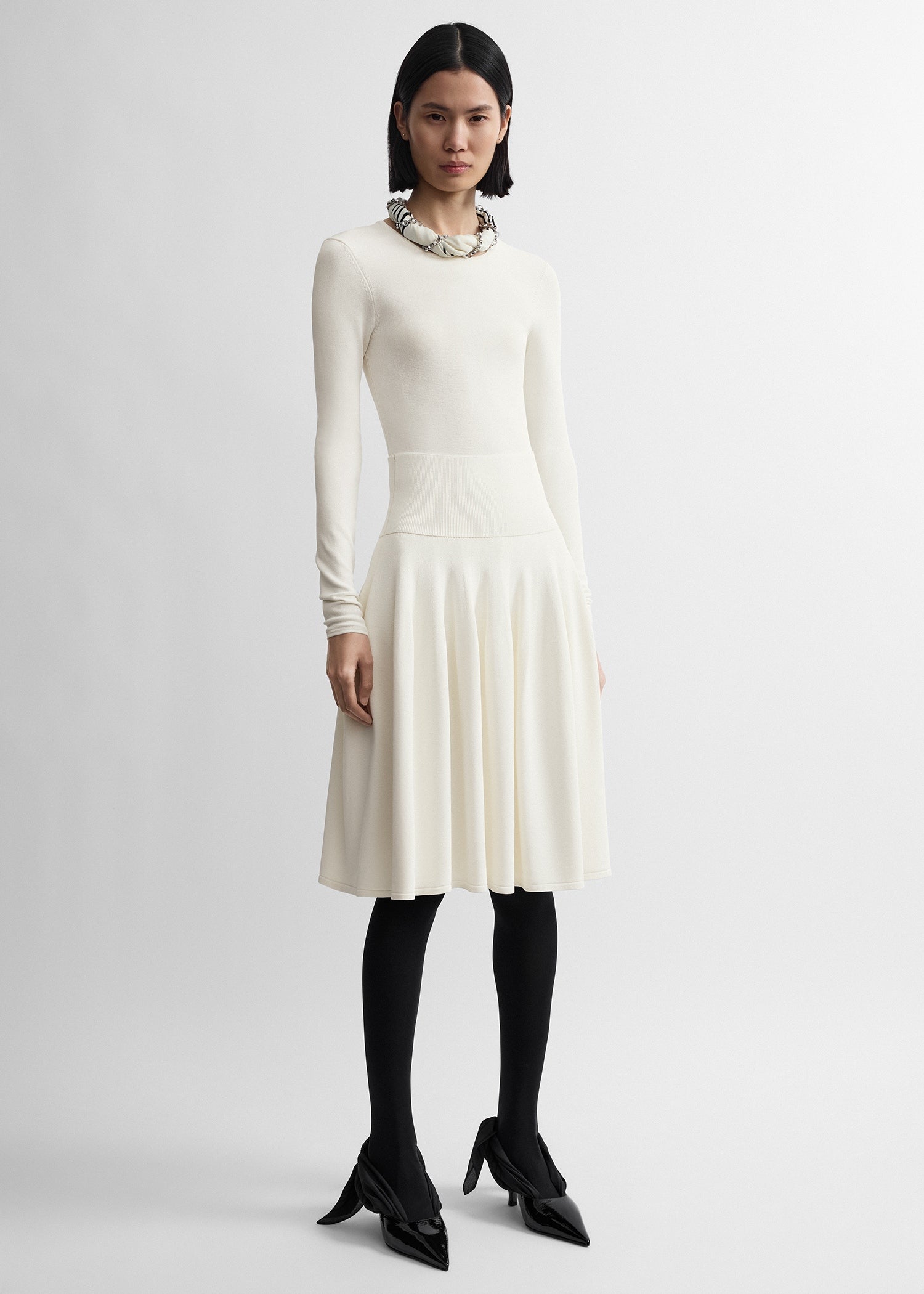 Ribbed waist skirt off-white