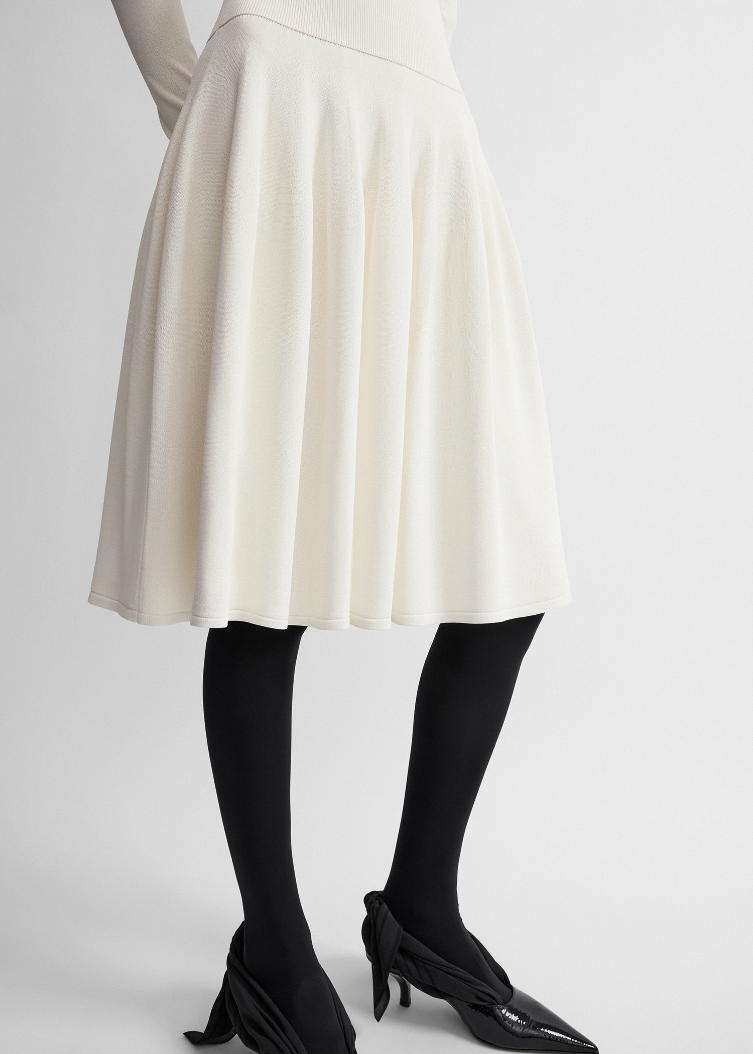 Ribbed waist skirt off-white