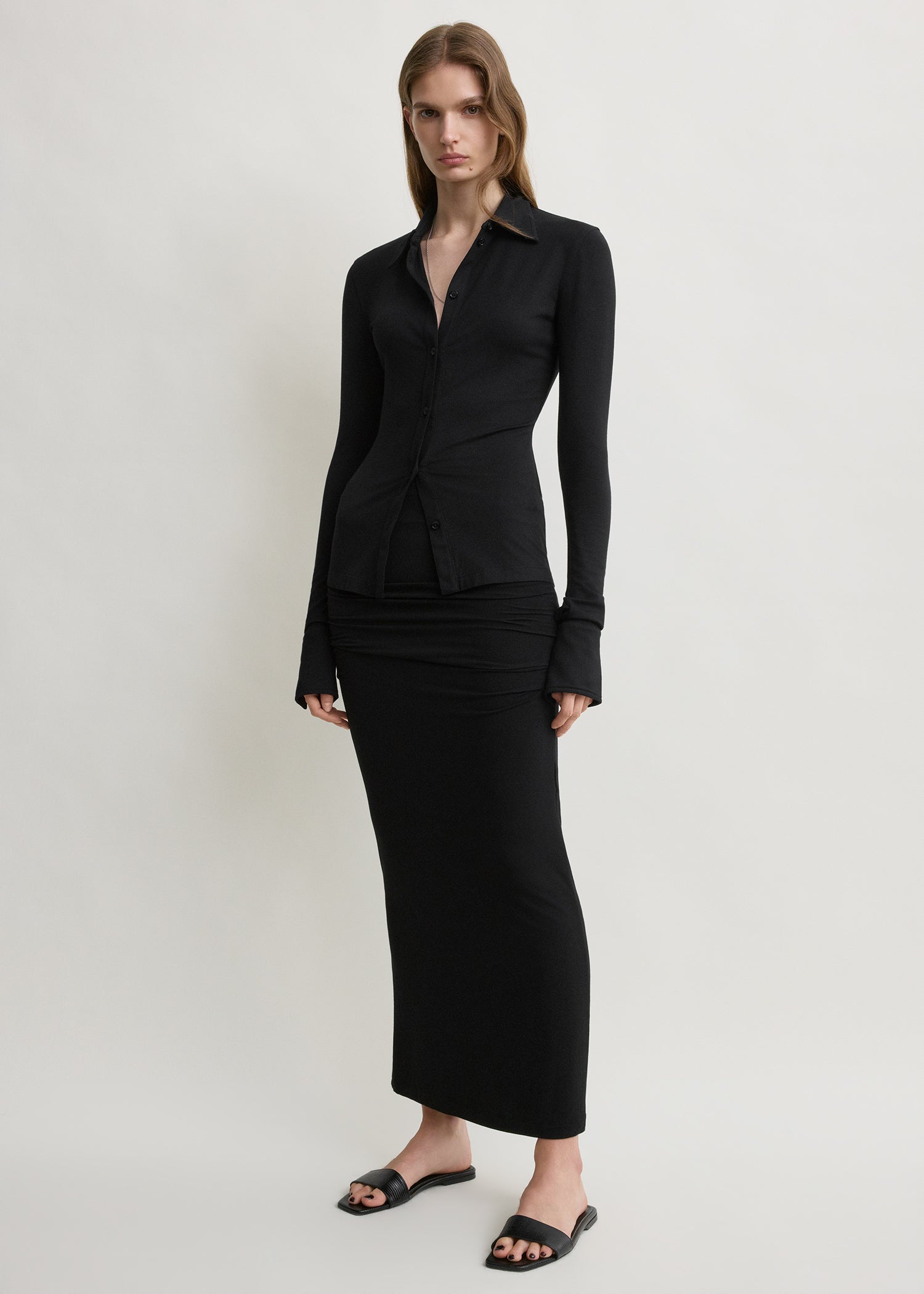 Draped jersey skirt black – TOTEME