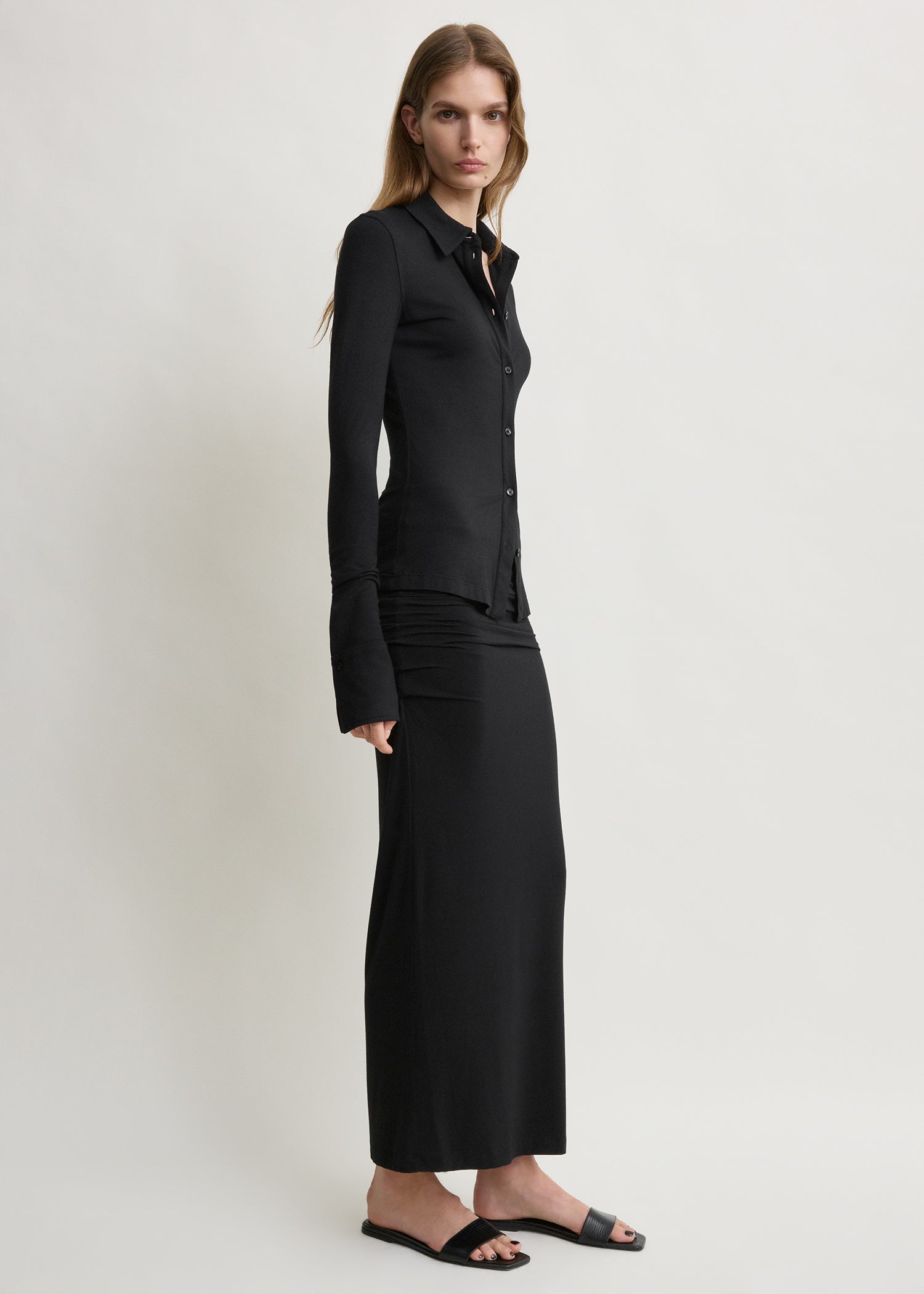 Draped jersey skirt black – TOTEME