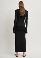Draped jersey skirt black