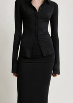 Draped jersey skirt black