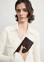 T-lock lizard-embossed wallet brown