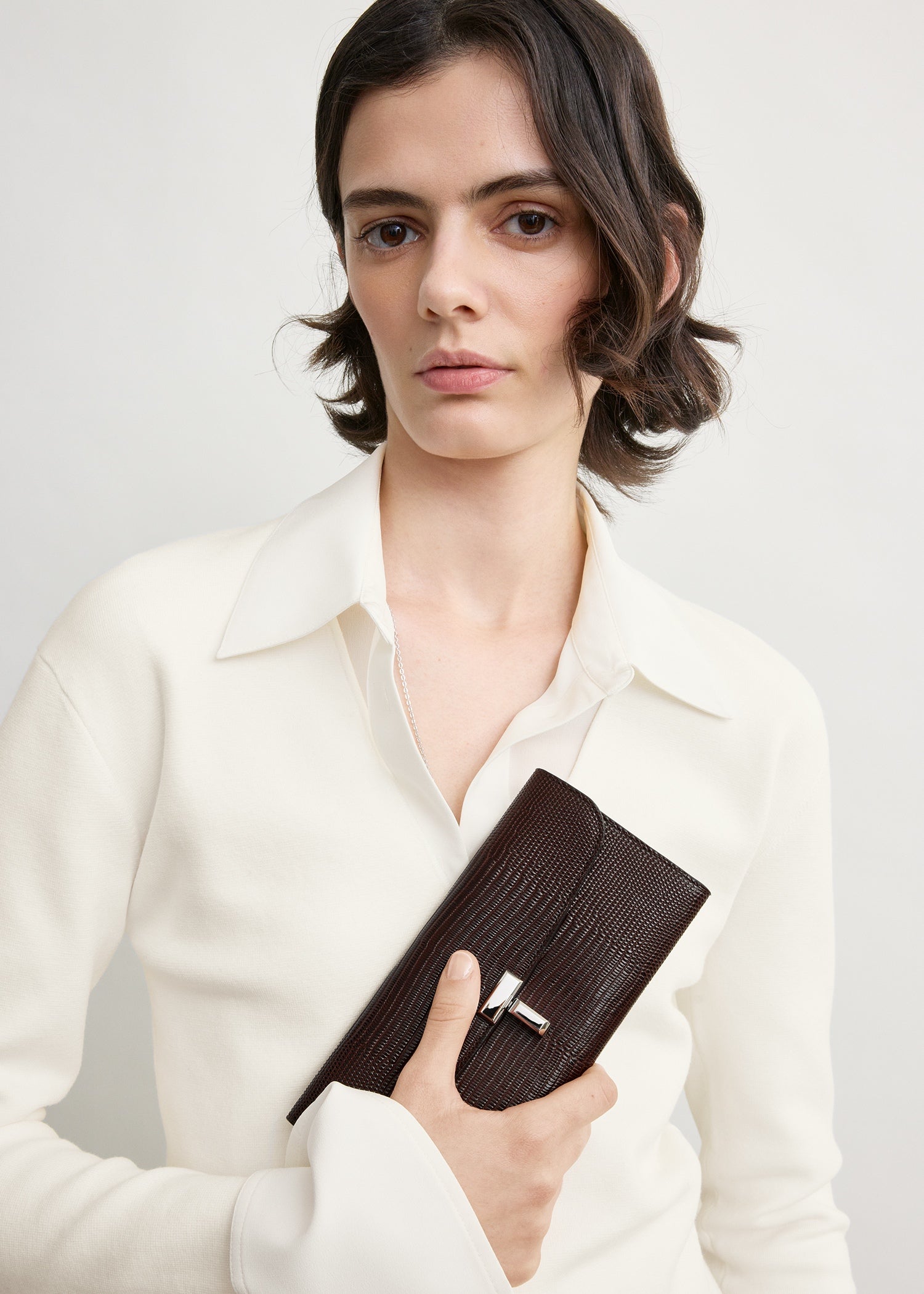 T-lock lizard-embossed wallet brown
