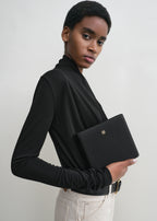 Satin box clutch black
