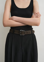 Swirl suede belt pepper