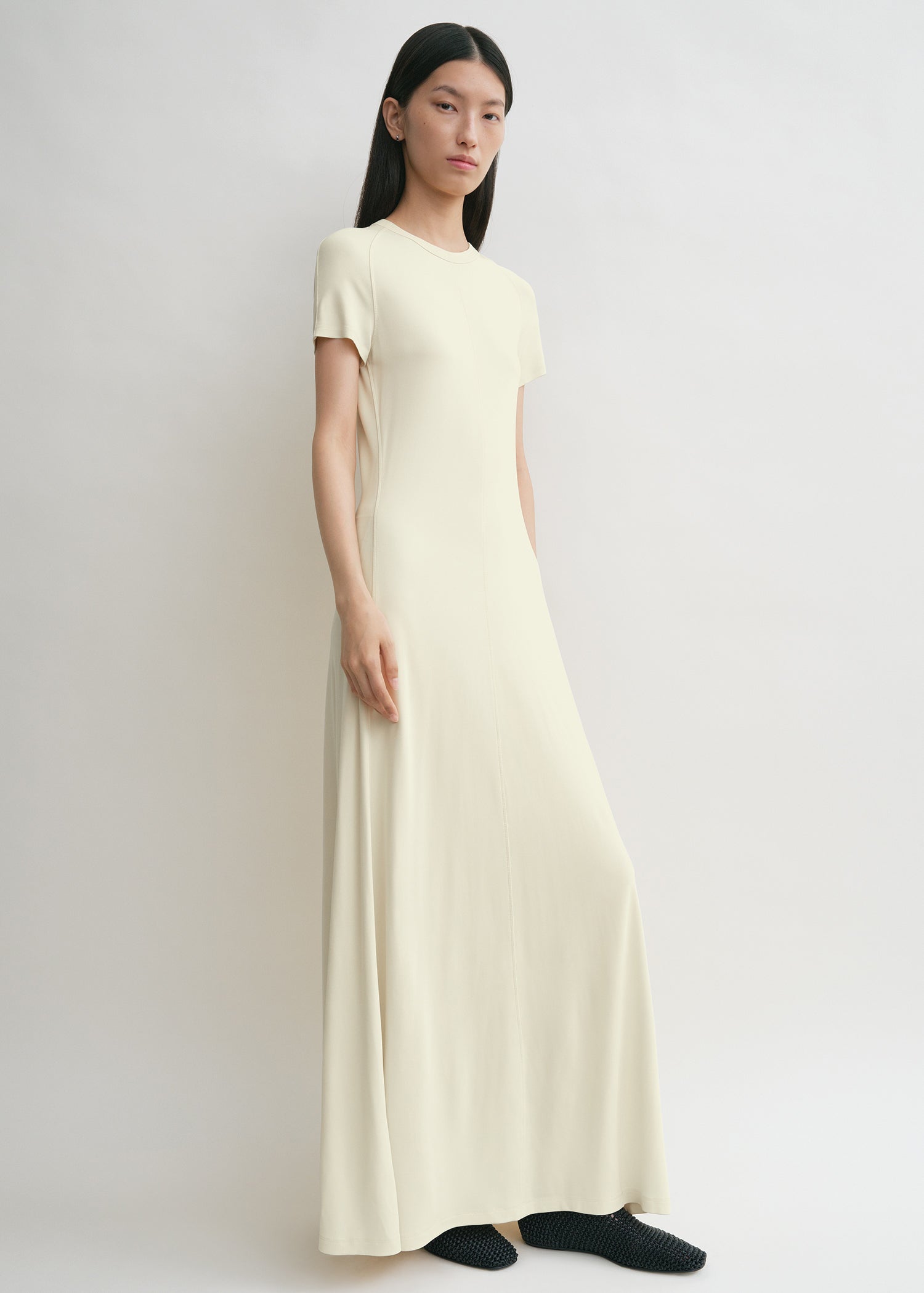 Fluid jersey dress ecru