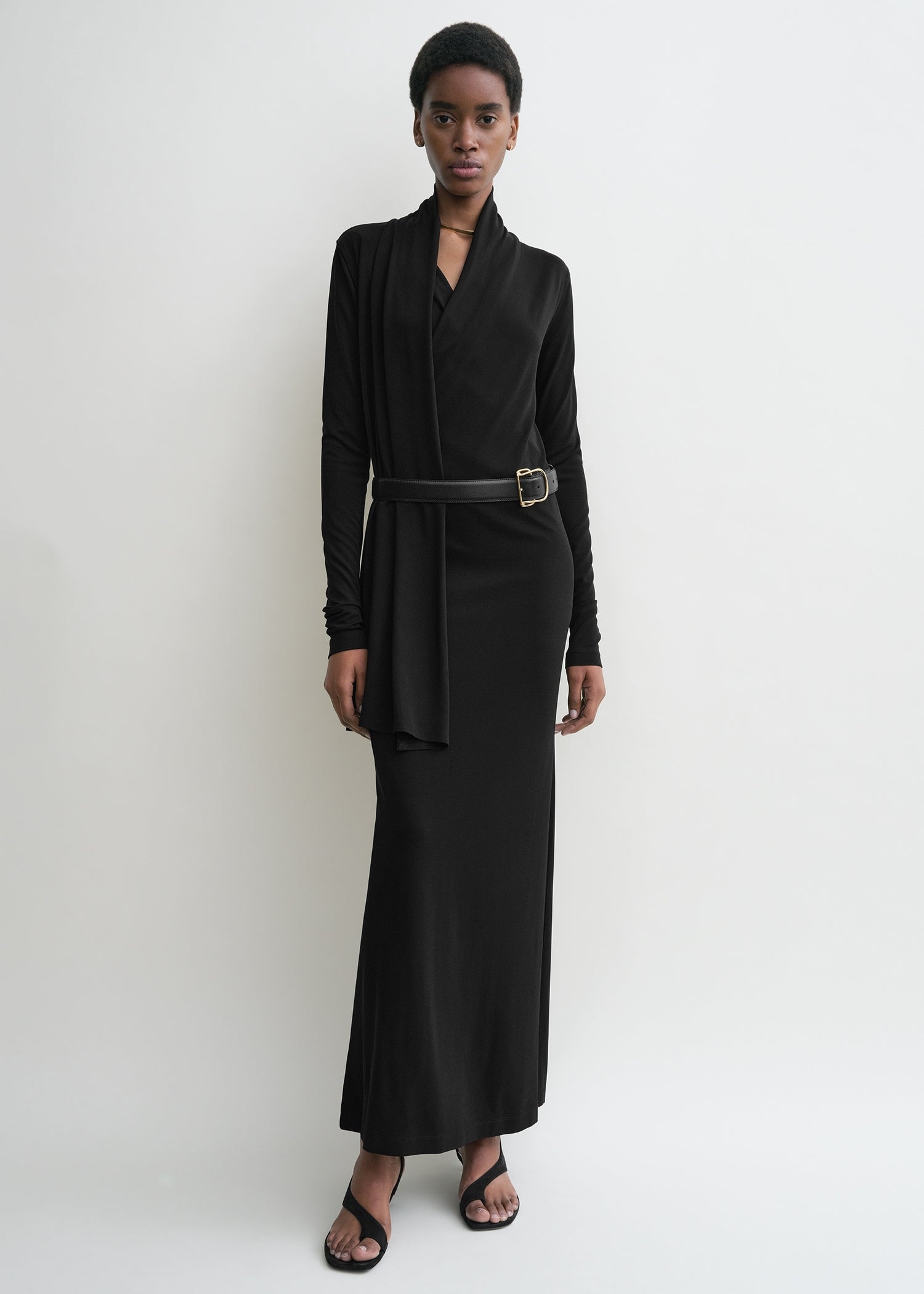 Overlapped jersey dress black