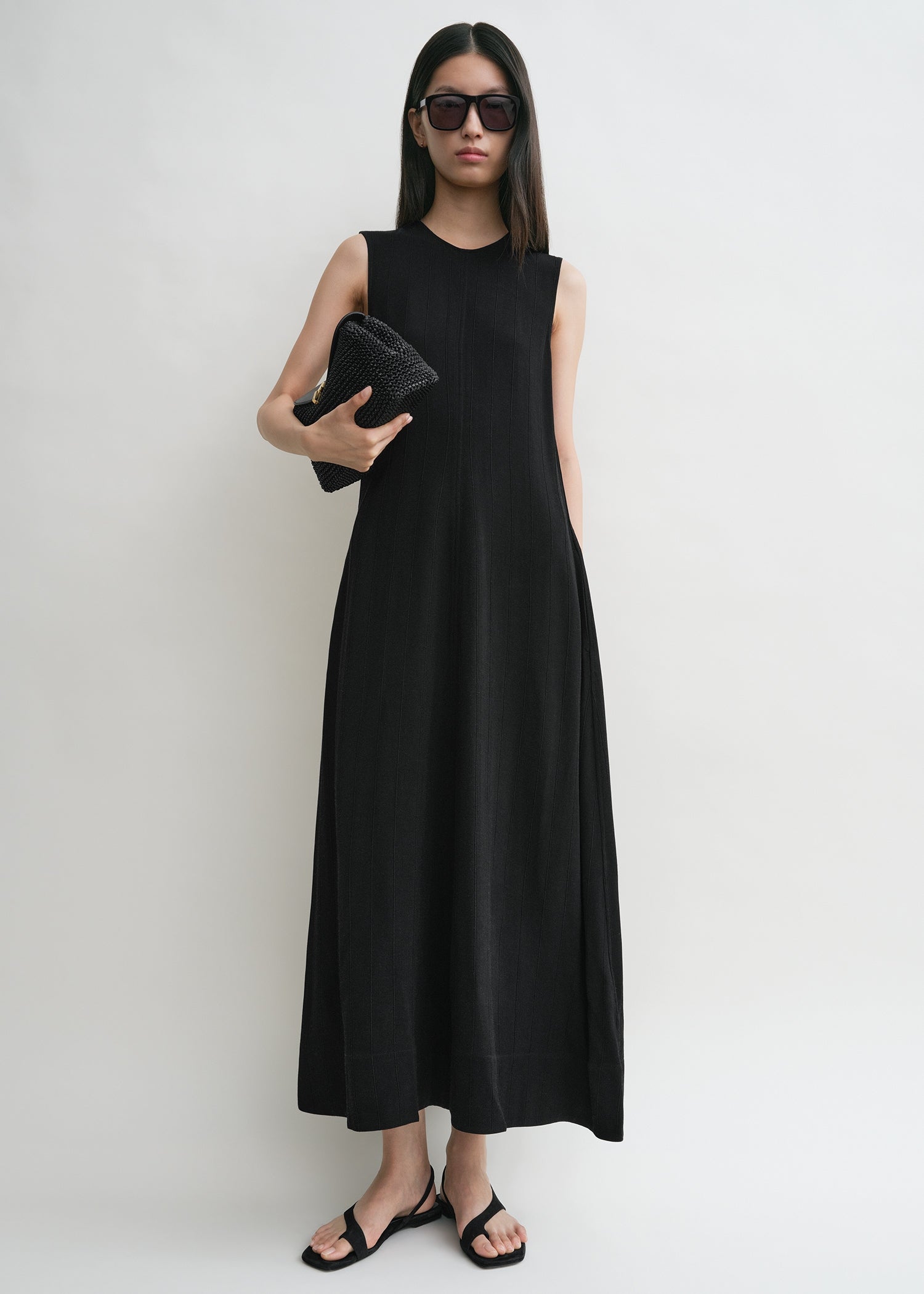 Woven stripe dress black from Toteme - $228