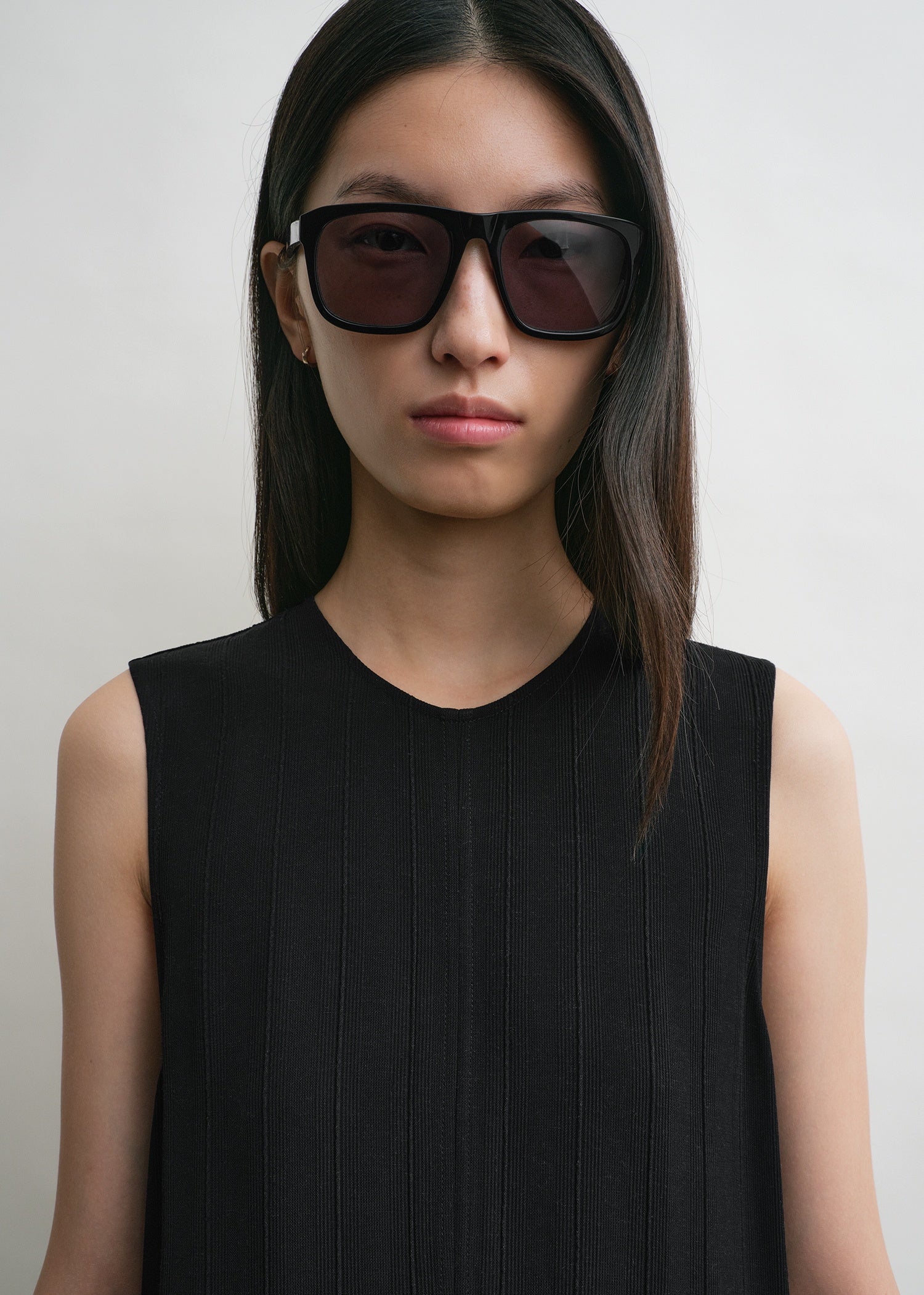 Woven stripe dress black