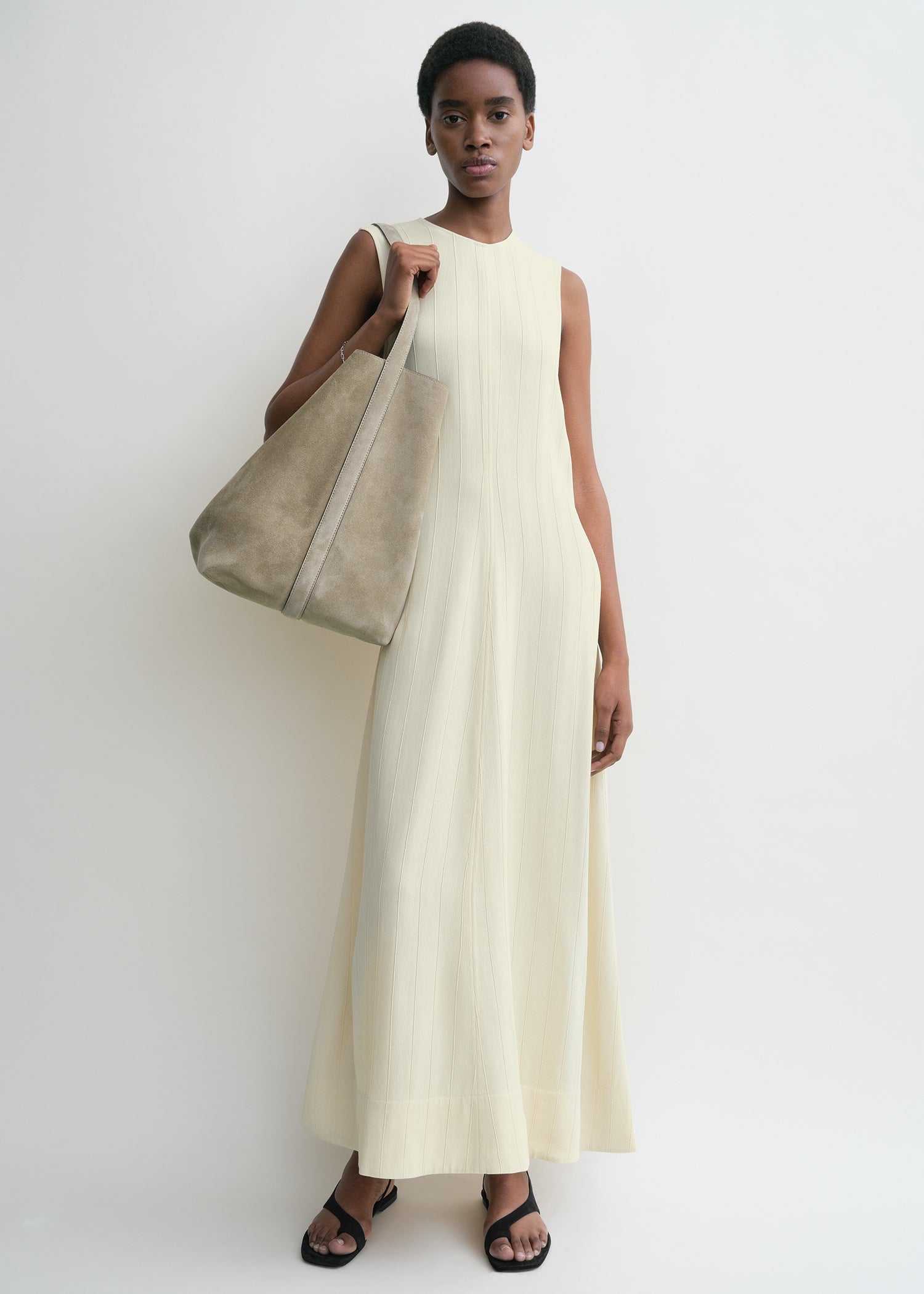 Woven stripe dress ecru from Toteme - $228