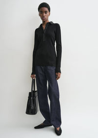 Half-placket knit shirt black