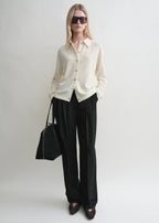 Raglan-sleeve cashmere cardigan talc