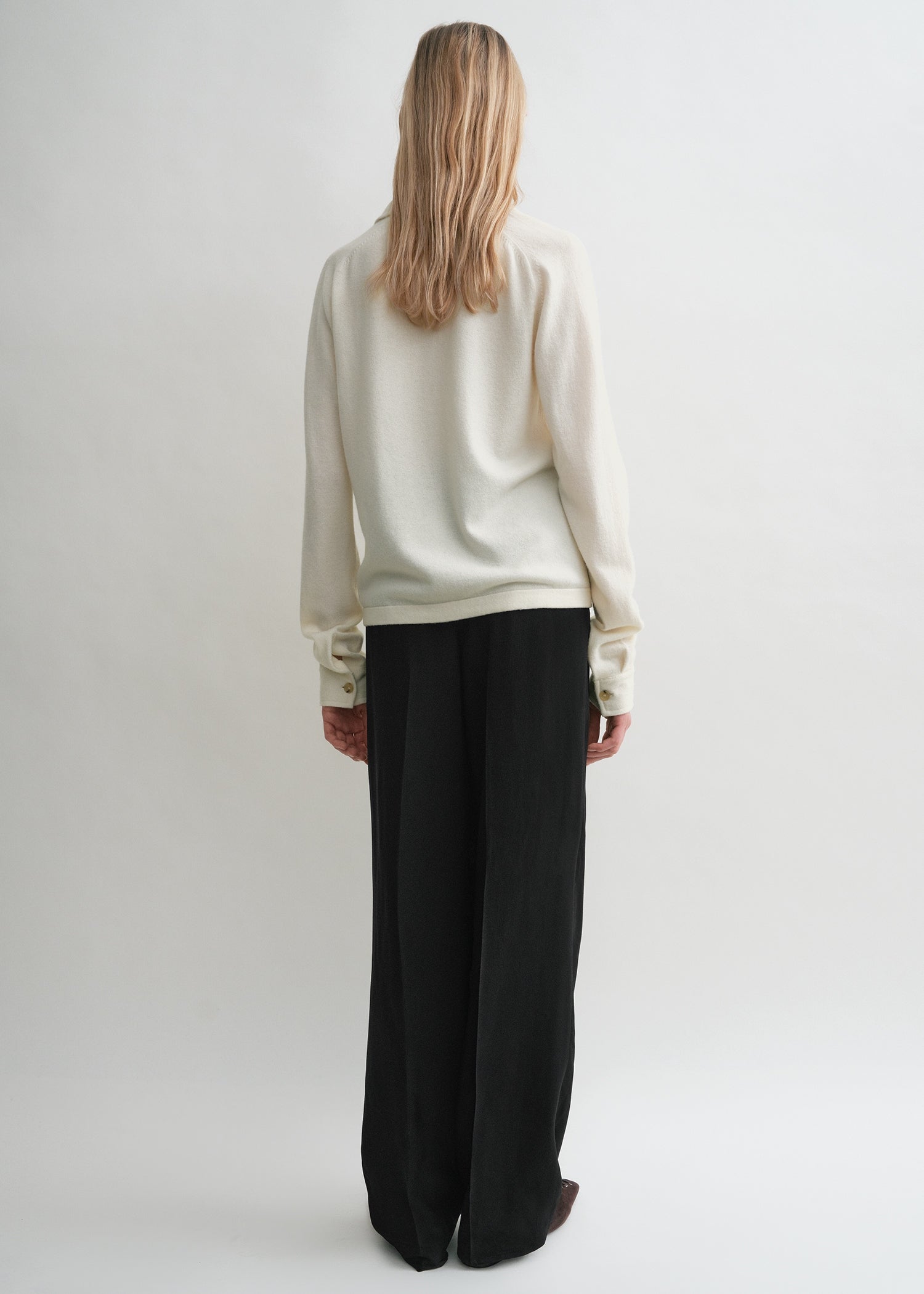 Raglan-sleeve cashmere cardigan talc