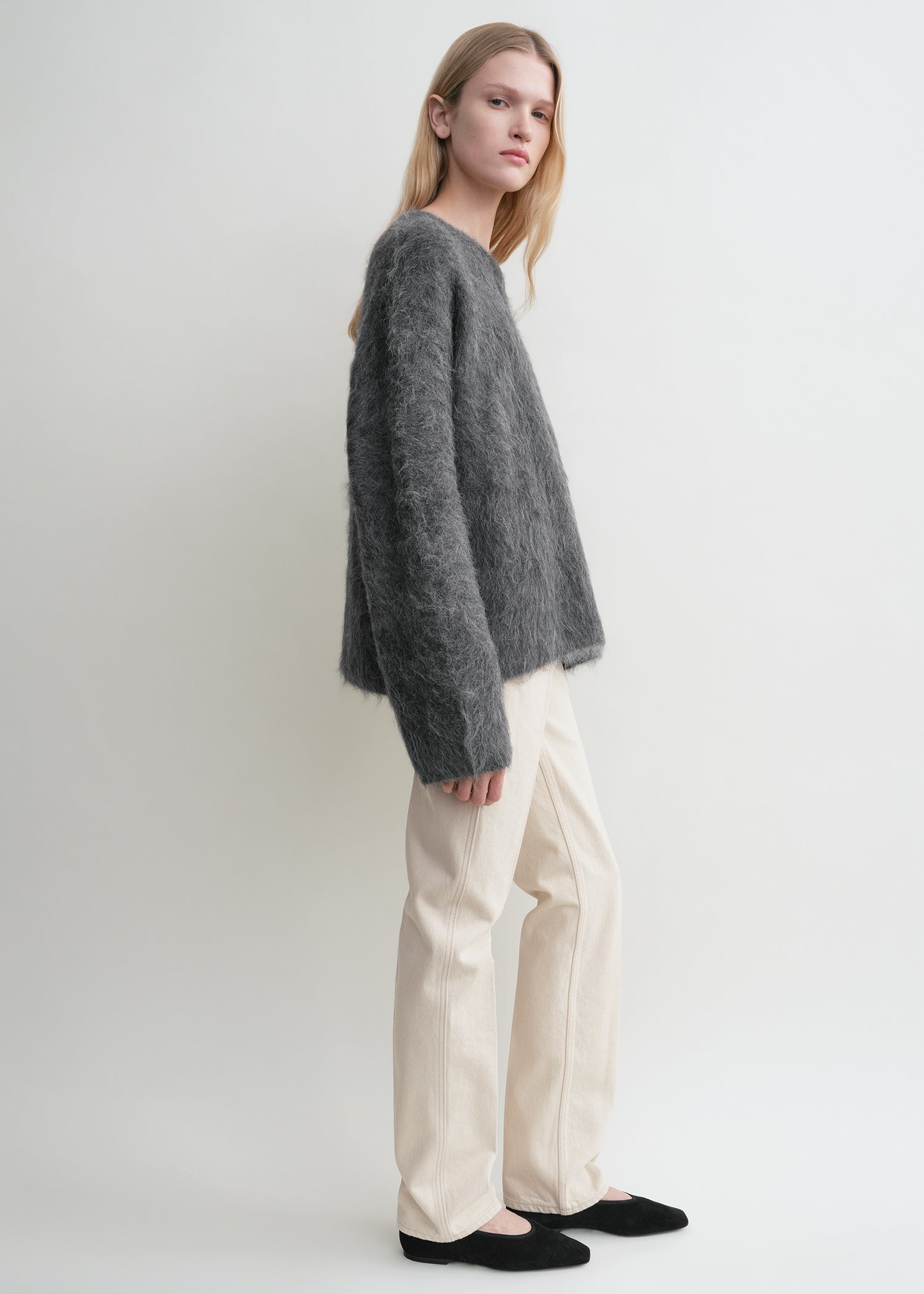 Boxy alpaca knit dark grey melange