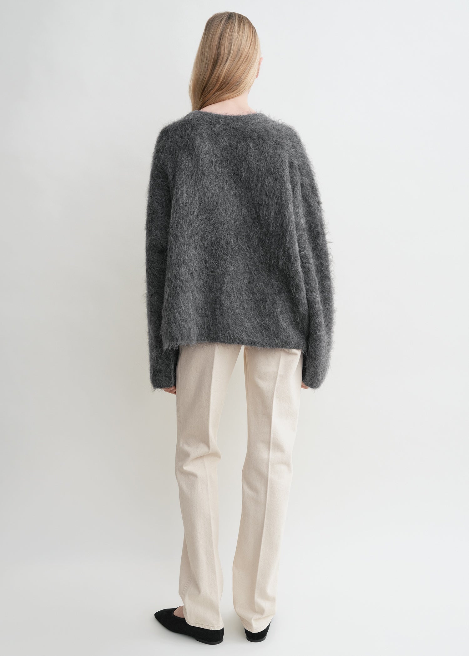Boxy alpaca knit dark grey melange