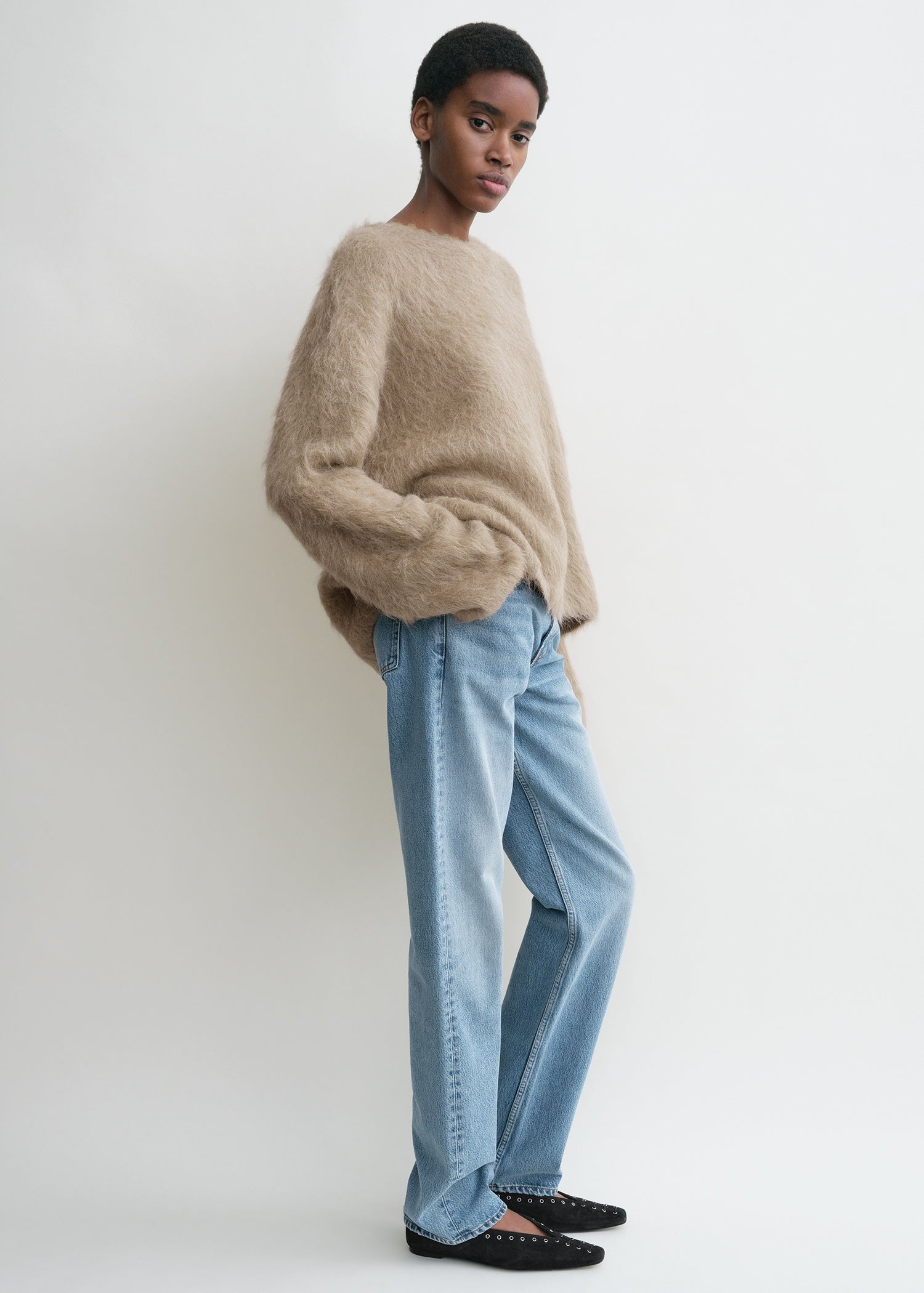 Boxy alpaca knit truffle melange