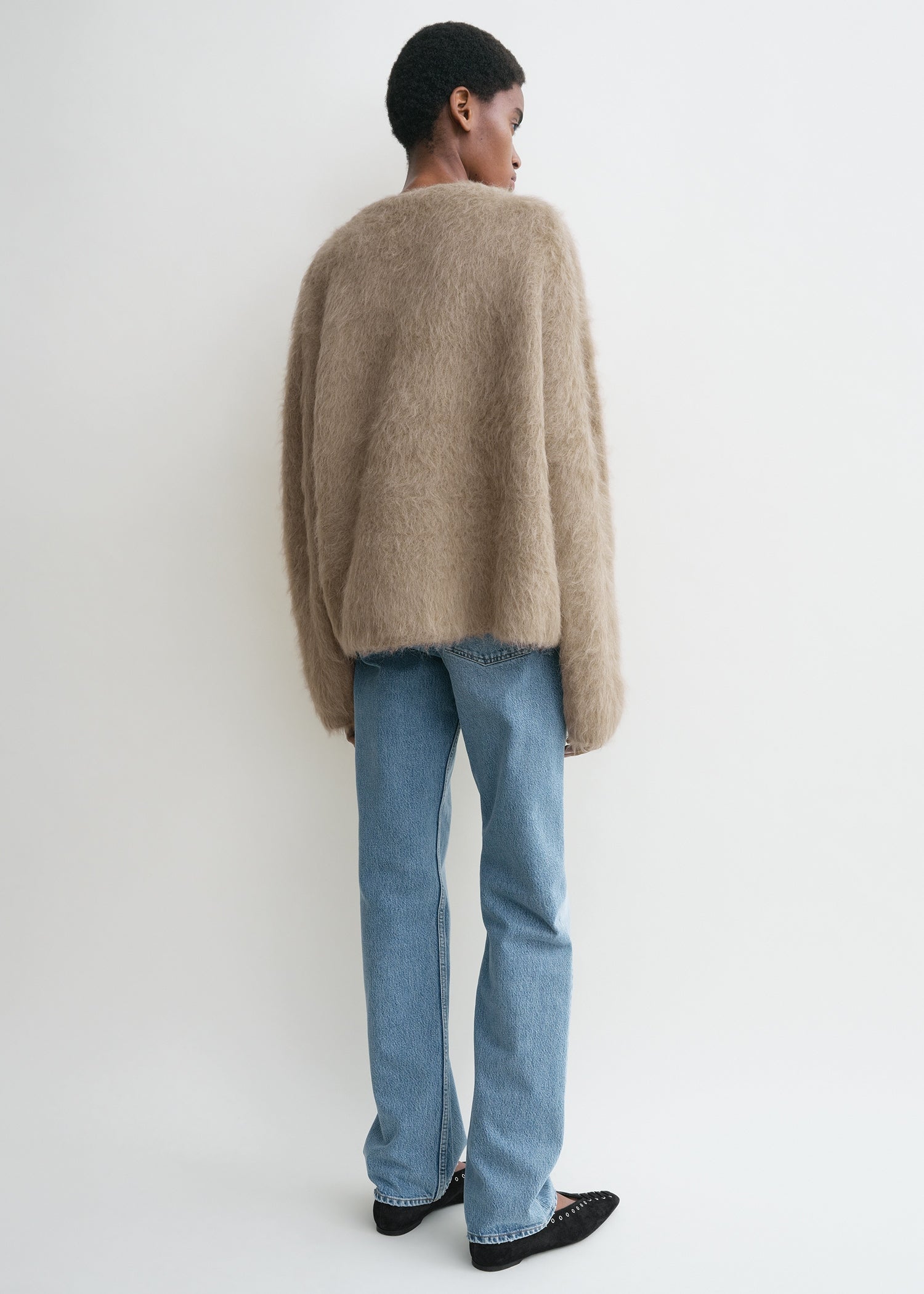 Boxy alpaca knit truffle melange