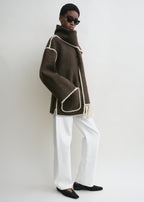 Embroidered scarf jacket chocolate melange
