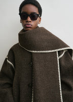 Embroidered scarf jacket chocolate melange