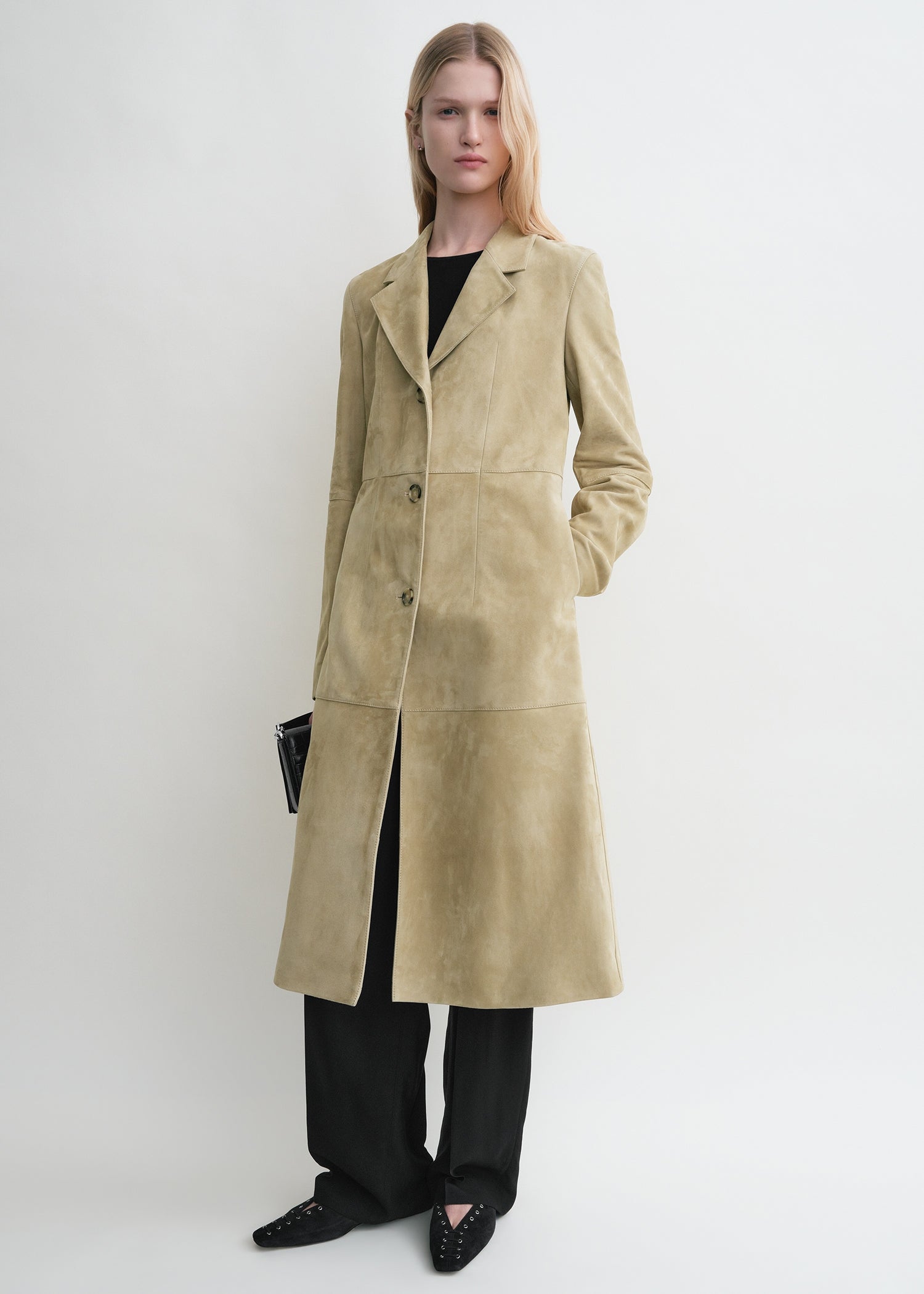 Cinched suede coat desert
