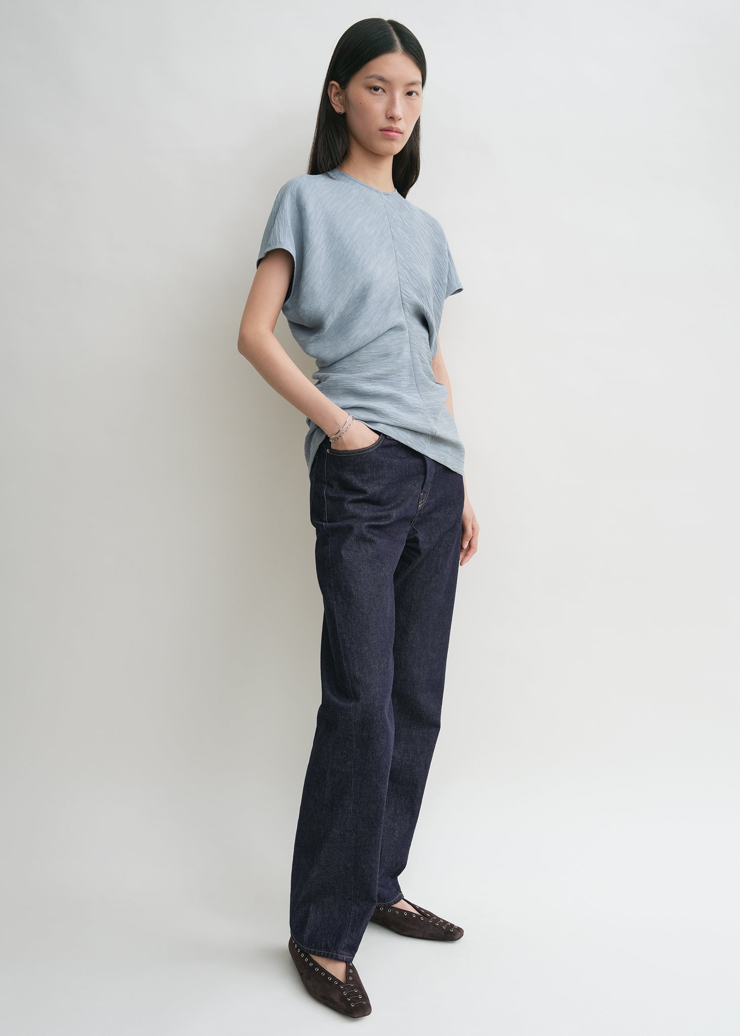 Slouch waist crinkled top mistral